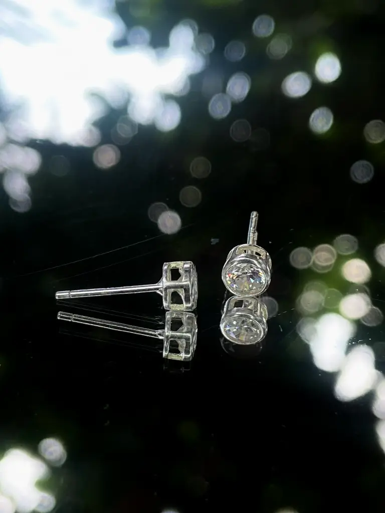 Classic Round Stone Stud Earrings