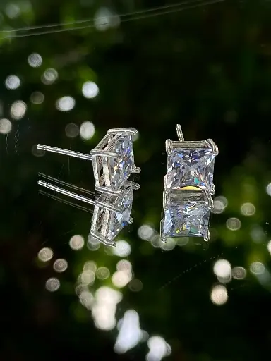 Classic Square Stone Stud Earrings