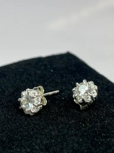 Silver Floral Stud Earrings